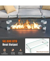 50000 Btu ropane Gas Fire Pit Table with Wind Guard and Glass Rocks