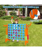 Gymax 2.5Ft 4-to-Score Giant Game Set Basketball Hoop Ring Game Indoor & Outdoor