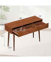 Writing Desk 48" Computer Desk Mid Century Modern Work Table with 3 Drawers