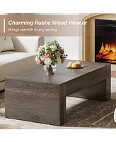 Tribesigns 51-Inch Rectangular Coffee Table for Living Room, Farmhouse Accent Center Cocktail Table with Thickened Wooden Base, Easy Assembly,Grey