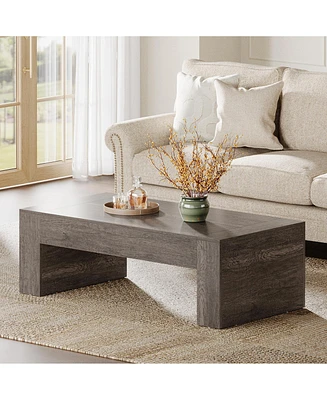 Tribesigns 51-Inch Rectangular Coffee Table for Living Room, Farmhouse Accent Center Cocktail Table with Thickened Wooden Base, Easy Assembly,Grey