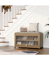 Shoe Bench with Storage,Shoe Rack for Entryway,Metal Seating, Organizer Cabinet, Metal Storage Hallway