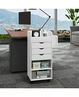 Utility Trolley with Open Shelves and 3 Drawers – Rolling Cart for Kitchen, Office, or Bathroom Organization