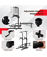 Power Tower Pull Up Bar Stand with Adjustable Heights and Bench