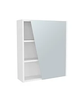 Pinedale Medicine Cabinet with Mirrored Door and Open Storage, White