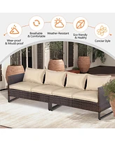2PCS Patio Conversation Set Sectional Sofa Furniture Cushioned Seat Garden
