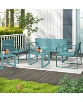Patio Chairs Set of 4 Weather-resistant Plastic Outdoor Armchairs