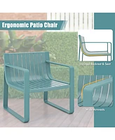 Patio Chairs Set of 4 Weather-resistant Plastic Outdoor Armchairs