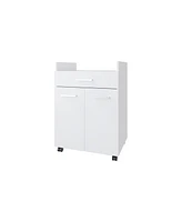 Burnside Kitchen Cart with 2 Doors and 1 Drawer, White