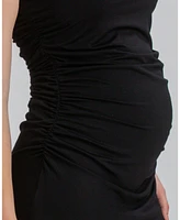 Pietro Brunelli Maternity Sleeveless Side-Ruched Blossom Maxi Split Dress