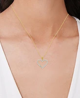 Lab Grown White Sapphire Open Heart 18" Pendant Necklace (1-1/3 ct. t.w.) in 14k Gold-Plated Sterling Silver