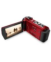 Minolta MN2K10NV 2K Ultra Hd Camcorder with 3" Touchscreen and Infrared Night Vision, Red