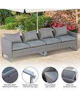 2PCS Patio Conversation Set Sectional Sofa Furniture Cushioned Seat Garden