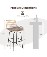 Patio Swivel Barstools Set of 2 with Soft Seat Cushions