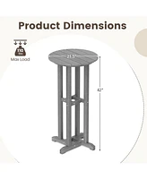 Round Bar Table Patio Hdpe Bar Height Dining Table with Slatted Tabletop