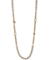 Karl Lagerfeld Paris Gold-Tone Pave, Imitation Pearl & Curb Chain 36" Strand Necklace