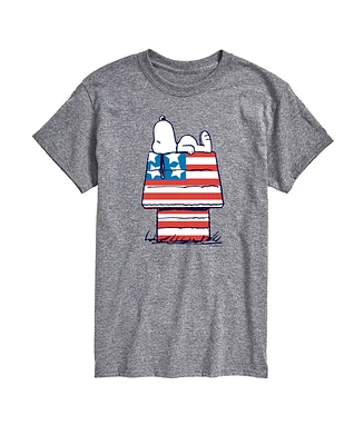 Airwaves Men's Peanuts Snoopy Flag House Short Sleeve T-Shirt