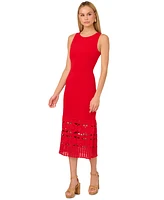 Adrianna by Papell Women's Knit Crochet Sleeveless Midi Dress