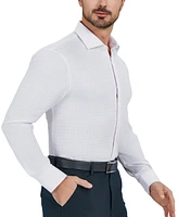 Perry Ellis Portfolio Men's Textured Tattersall Dress Shirt
