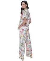 Karl Lagerfeld Paris Petite Short-Sleeve Multi-Print Camp Shirt