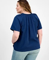 Style & Co Plus Short Sleeve V-Neck Top, Exclusively at Macy's