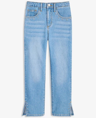 Little & Big Girls Light Wash Studded Bootcut Jeans, Exclusively at Macy's