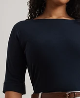 Lauren Ralph Plus Cotton-Blend Boatneck Top