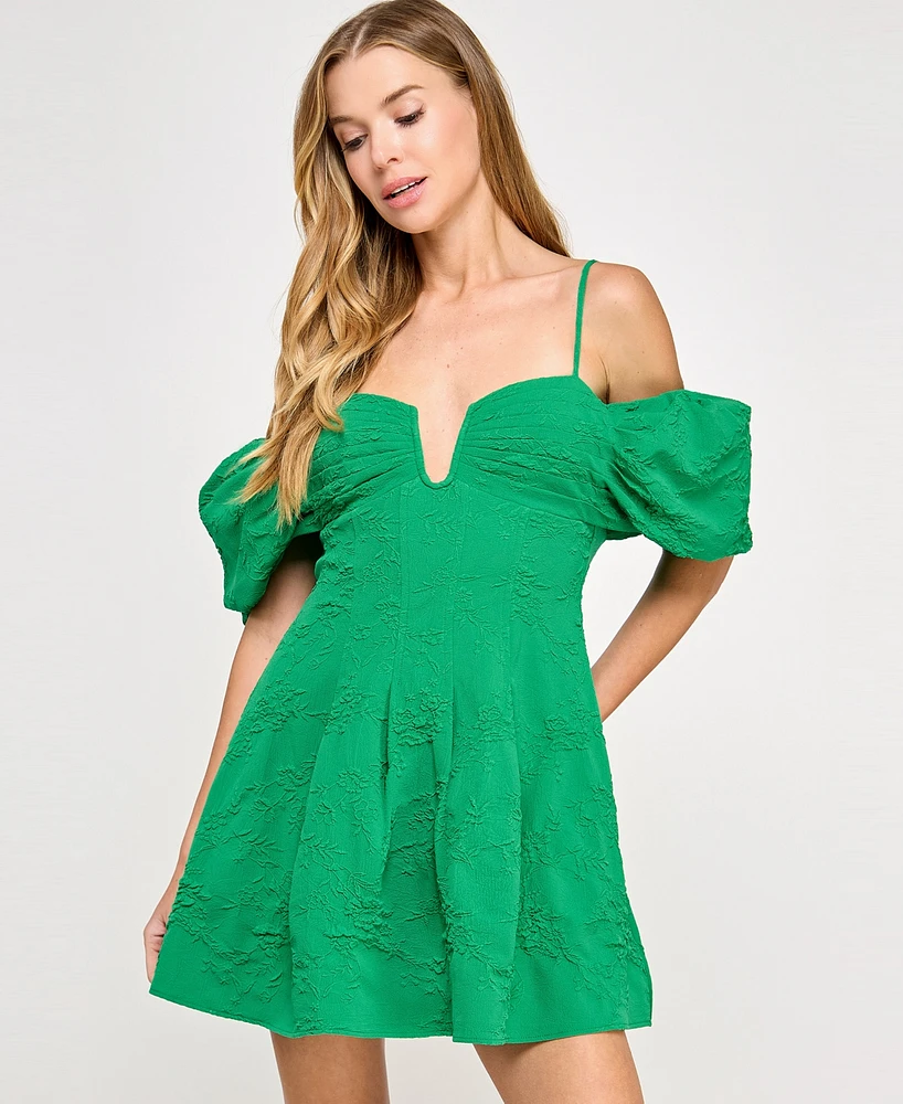 City Studios Juniors' Jacquard Fit & Flare Dress