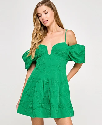 City Studios Juniors' Jacquard Fit & Flare Dress