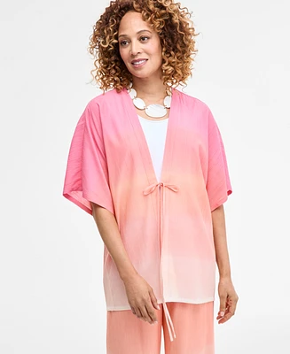 Jm Collection Women's Ombre Crinkle Tie-Front Jacket, Exclusively at Macy's