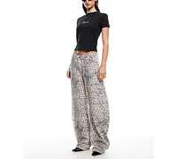 Lioness Women's Leopard-Print Horseshoe Jeans