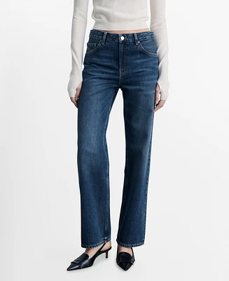 Mango Women's Miami Medium-Rise Straight-Fit Jeans