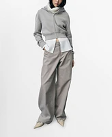 Mango Women's Zipper Wide Leg Jeans