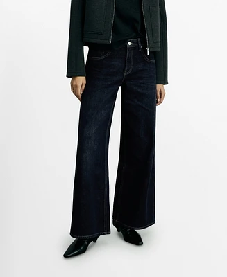 Mango Women's Low-Rise Wide Leg Jeans