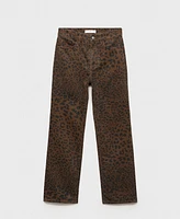 Mango Women's Leopard-Print Straight Jeans