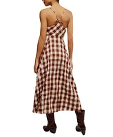 Free People Women's Via Printed Cotton Sleeveless Midi Dress