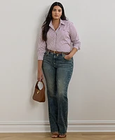 Lauren Ralph Plus Classic-Fit Striped Broadcloth Shirt