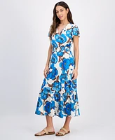 Tinsel Petite Print Short-Sleeve Maxi Dress