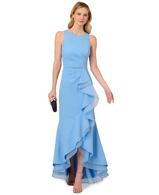 Adrianna Papell Women's Sleeveless Ruffled High-Low Gown