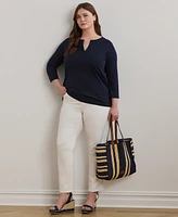 Lauren Ralph Plus Cotton Jersey Three-Quarter-Sleeve Tunic