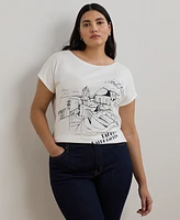 Lauren Ralph Plus Cotton-Blend Jersey Graphic Tee
