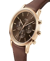 Daniel Wellington Unisex Chronograph Brown Leather Watch, 42mm