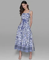 Karl Lagerfeld Paris Women's Floral-Print Square-Neck Midi Dress