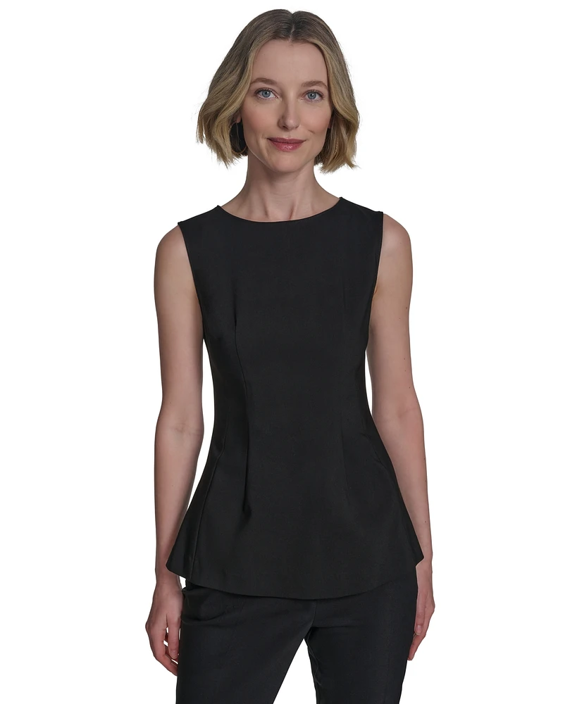 Halston Women's Sleeveless Round-Neck Peplum Top