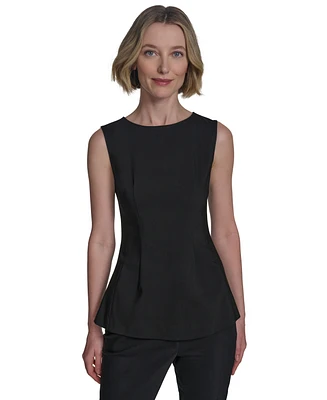Halston Women's Sleeveless Round-Neck Peplum Top
