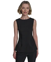 Halston Women's Sleeveless Round-Neck Peplum Top