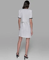 Karl Lagerfeld Paris Women's Contrast-Trim Short-Sleeve Jacket