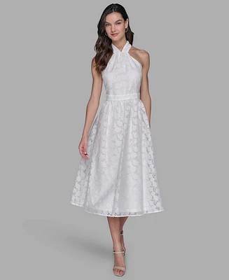 Karl Lagerfeld Paris Women's Organza Burnout Midi Dress