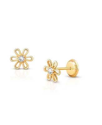 Tiny Blessings Children's 14K Gold Dreaming Daisies Studs Girl's Screw Back Earrings