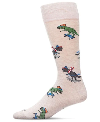 MeMoi Men's Skiing and Skating Dinosaurs Novelty Crew Socks